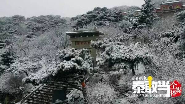 泰山下暴雪了,泰山今晨遭遇大雪袭击