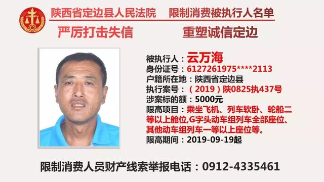 “榆林最新失信被执行人名单”